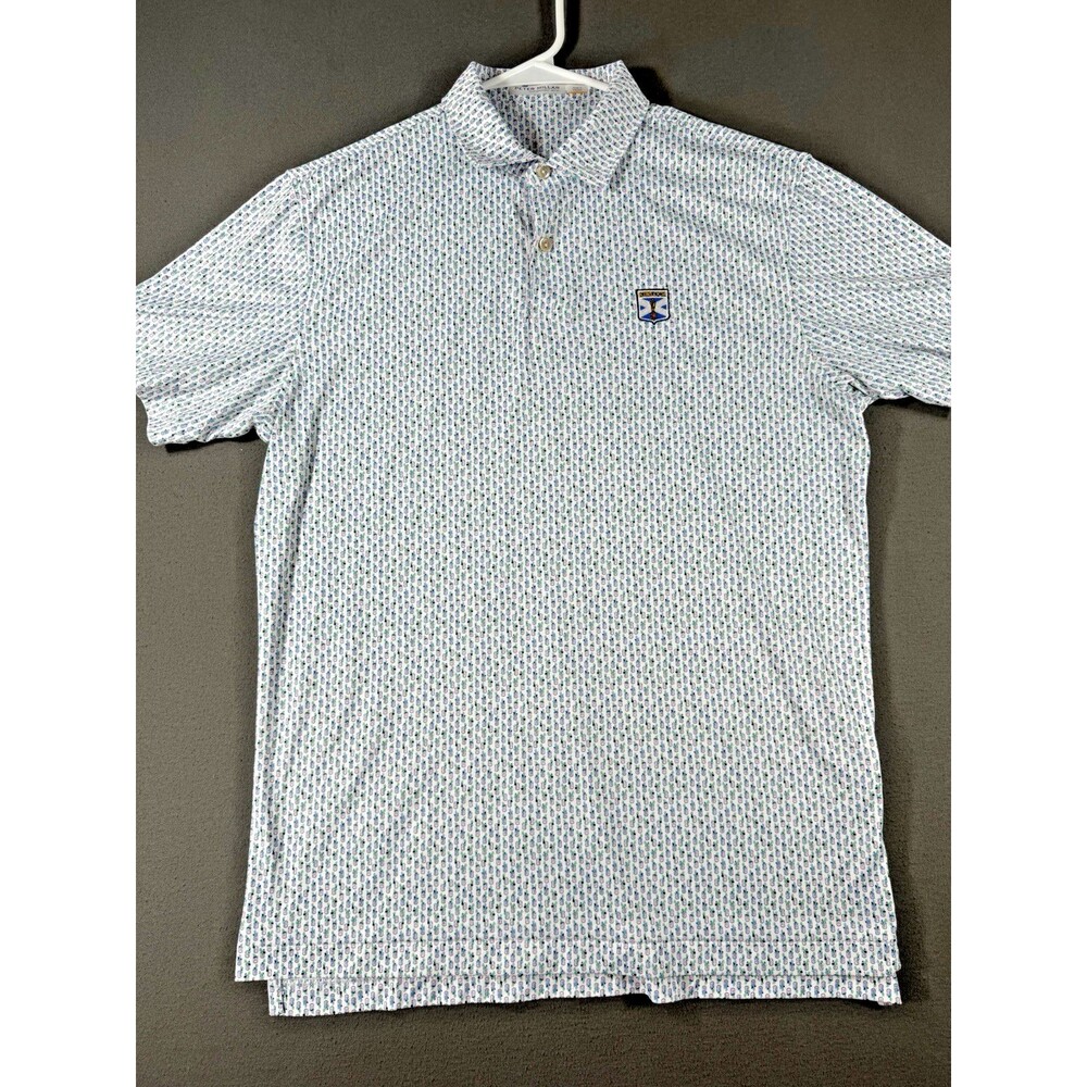 Peter Millar Featherweight Polo Shirt Mens S Golf UPF 50 Bloody Mary Drink Print